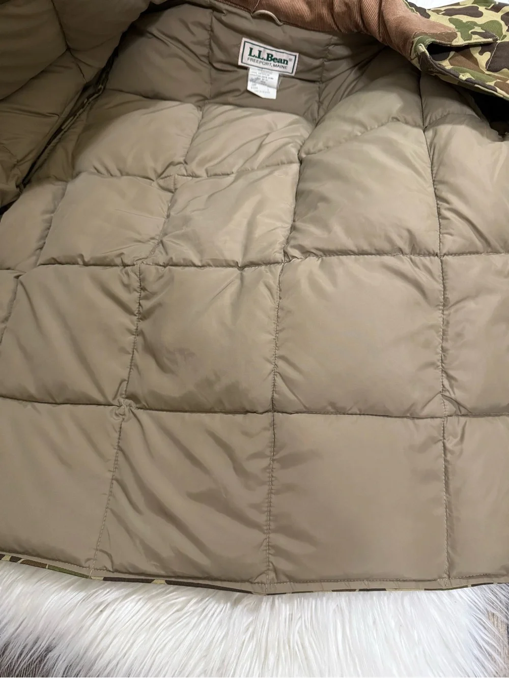 LL Bean men’s vintage camouflage goose down jacket large - Picture 5 of 12